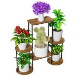6 Niveaux Support pour Plantes, 85 cm, Étagère pour Plantes en Métal Bois, Porte Plantes D'intérieur pour Plusieurs Plantes, Support Pot de Fleur Décorer le Balcon du Jardin, Salon, Bureau, Noir Rond (BATAMAY LIMITED, neuf)