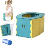 Toilette enfant pliablea,Pot Pliant de Voyage,Toilette pliante portable enfant,Petit pot toilette b&eacute;b&eacute; voyage,Toilette enfant voyage,Pot Bebe Toilette (Bleu roche) (DAJIDALI-DE, neuf)