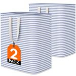 Lifewit Panier à Linge Autoportant 100L, Grand Panier à Linge Pliable et Imperméable avec Poignées Facile Transporter, Corbeille a Linge pour Vêtements, Serviettes, Jouets, Couvertures, Bleu, 2 Packs (Lifewit Home FR, neuf)