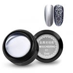 8ml / Bouteille Vernis à Ongles Vernis à Ongles Métalliques Vernis à Ongles Créatif Colle Peinte Métallique Élastique, Vernis à Ongles Gel Métallique Vernis UV Vernis(Argent 01) (Ladrim, neuf)