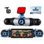 OiLiehu 4 Canaux Dashcam Voiture 1080P, Double Cam&eacute;ra Int&eacute;gr&eacute;e 480P, 3,16" &Eacute;cran Tactile avec Vision Nocturne, Rotation &agrave; 360&deg;, Enregistrement en Boucle, D&eacute;tection de Mouvement, Cam&eacute;ra de Recul (Liuhuzhekeji, neuf)