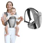 Aolso Porte Bébé,Porte Bebe de 0 À 24 Mois Porte Bébé En Maille/Tissu Porte Bebe Poches Léger et Respirant Ergonomique Porte-Bébé Écharpe Hanche Multifonction pour Bébé, Taille Réglable (Gris) (YIJIABAI, neuf)
