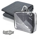 Jiubiaz Tapis pour auvent, Tapis de Camping, Respirant, antid&eacute;rapant, Lavable, avec 12 Trous, 13 piquets et Sac de Transport, diff&eacute;rentes Tailles (Gris Bleu) (Haining-trade, neuf)