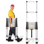 Cecaylie Échelle télescopique de 5 m - En aluminium - Extensible - Avec pieds antidérapants - Multifonction - Pour grenier - Portable - Légère - Charge maximale : 150 kg (HAOHUOBPY, neuf)