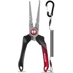 TRUSCEND Pince de pêche en Eau salée, Accessoires de pêche, Multifonctionnelle Ciseaux Coupe Ligne, équipement de pêche, poignée en Aluminium/Caoutchouc Pince, Cadeaux de pêche pour Les Hommes (TRUSCEND, neuf)