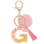 MWOOT Nom Lettre initiale G Porte-clés, Rose Porte-clés pour Femme, Charmes en Résine Pour Clé Porte Clef Voiture Décor Sac à main (vetpw, neuf)