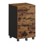 VASAGLE Caisson 2 Tiroirs, Rangement Document à Roulettes pour Bureau, Petit Meuble Mobile, Support d’Imprimante, pour Format A4, Classeur Suspendu, Marron Rustique et Noir d'Encre OFC040B01 (SONGMICS HOME FR, neuf)