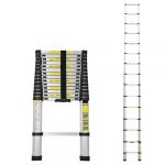 Cecaylie Échelle télescopique de 4,4 m - en Aluminium - Extensible - avec Pieds antidérapants - Multifonction - pour Grenier - Portable - Légère - Charge maximale : 150 kg (HAOHUOBPY, neuf)