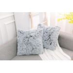 NordECO HOME Lot de 2 housses de coussin carrées en fausse fourrure duveteuse et moelleuse pour décoration de canapé, 45 x 45 cm, ombré noir (NORDECO DECOR-EU, neuf)