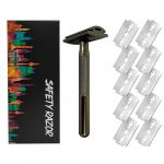 Dioche Rasoir Double s&eacute;curit&eacute; pour Hommes, Rasoir Manuel de Style Vintage avec Manche Long et 10 Lames pour un Rasage Doux et Confortable (Couleur du pistolet) (Vertigo eu, neuf)