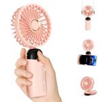 Ventilateur à Main, Mini Ventilateurs Portatif, 4000mAh Rechargeable, Petit Ventilateur de Poche Avec 6 Vitesses, 90° Ventilateur USB Pliable pour la Maison, le Bureau, l'Ecole, l'Extérieur, Rose (TECH COVER SRL, neuf)