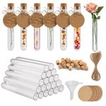 OFFCUP Lot de 20 Tubes &agrave; Essai, Tube &agrave; Essai avec Bouchon en Li&egrave;ge, Eprouvette Plastique Transparent avec 20 &Eacute;tiquettes 1 Entonnoirs 10m Corde de Chanvre pour Plante Bonbons Epice Echantillon 16*100mm (BEST-SELLER5, neuf)