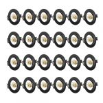 Tofisr Projecteurs Spot Encastrable GU10 Set Cadre Avec Douille Céramique GU10, Noir Mat Rond Cadre de Montage Spot LED, Ouverture Ø55mm-70mm, Pour Spots de Plafond, Lot de 24 (Sonled, neuf)