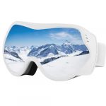 SPEEDEVE Lunettes de Ski Masques Snowboard OTG r&eacute;glables Anti-UV Antibu&eacute;e Compatible avec Casque pour Homme Femme pour le snowboard, l'alpinisme, la motoneige,Blanc/Argent (VLT18%) (Hejin, neuf)