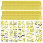 WANDIC Kit de sensibilisation à ruban jaune, 100 épingles à ruban, 10 feuilles de tatouage temporaire pour sarcome ou cancer des os pour activités d'intérêt public (WANDIC FR, neuf)