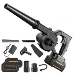 Souffleur de Feuilles, 21V Souffleur sans Fil avec Batterie et Chargeur, souffleur sans Fil, Nettoyage d&eacute;neigement souffleurs de Feuilles pour Feuilles de Jardin,Les Copeaux de Bois (Noir-2 Batterie) (EagerMinds, neuf)