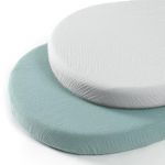 lulumoon Lot de 2 draps Housses en Mousseline de Coton, Drap Housse 90 x 40 cm de Matelas pour lit de bébé, lit de Berceau et lit de couffin(Gris Vert) (Treen-UK, neuf)