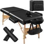 TecTake® Table de Massage Pliante Professionnelle 2 Zones Ergonomique Massage et Relaxation Bois Table Esthetique Professionnel Lit de Massage Portable, Rouleaux & Housse de Transport - Noir (TECTAKE FRANCE SAS, neuf)