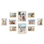 SONGMICS Cadres Photo, Lot de 10, Deux 20 x 25 cm, Quatre 13 x 18 cm, Quatre 10 x 15 cm, MDF, Protection en Plastique, MDF, Couleur Chêne Naturel, Blanc Nuage, Beige Naturel RPF310K02 (SONGMICS HOME FR, neuf)