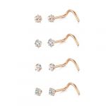 LAURITAMI 4 Pi&egrave;ces Piercing Nez, 20G Piercing Nez Acier Inoxydable Or Rose, Spirale Forme Percing Narine Bijoux de Percing pour Femme Homme (FaLan Jewelry, neuf)