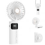 Ventilateur à Main, Mini Ventilateur Portatif, 5200mAh Rechargeable, Petit Ventilateurs de Poche Avec 6 Vitesses, 180° Ventileur USB Pliable pour la Maison, le Bureau, l'Ecole, l'Extérieur, Blanc (TECH COVER SRL, neuf)