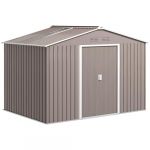 Outsunny Abri de Jardin en Acier galvanis&eacute; XXL 5,4 m&sup2; avec kit de Fondation 277x195x192cm, cabane de Jardin Toit en Fibre de Verre, cabanon Rangement Outils Portes coulissantes 4 a&eacute;rations Gris Clair (Aosom FR, neuf)