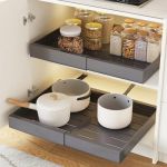 COVAODQ Tiroir Télescopique，Tiroir Coulissant Cuisine,Organisateurs D'armoire Coulissants,Ensemble 1 pièce en Gris (COVAODQ Co., Ltd., neuf)