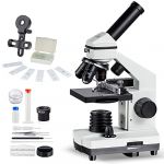 Microscope Professionnel pour Enfants et Adultes - Optique Haute Pr&eacute;cision pour &Eacute;cole/Laboratoire avec Lames & Adaptateur T&eacute;l&eacute;phone - Grossissement Puissant (WR COMPANY, neuf)