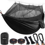 NatureFun Hamac Ultra-léger de Voyage Camping | 300 kg Capacité de Charge,(300 x 200 cm) Respirante, Nylon à Parachute à séchage Rapide | 2 x Mousquetons de qualités,4 x Sangles de Nylon Inclus (Tokeda, neuf)