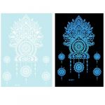 1 feuille de tatouage temporaire bleu phosphorescent pour femmes filles adultes phosphorescents fleurs abstraites motifs fleurs (HEziej, neuf)