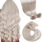 LaaVoo Extension Cheveux Naturel Keratine Blanc 50g 50 M&egrave;che 40cm Extension Cheveux Humain Keratine Platine Lisse #60 (Laavoo, neuf)