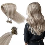Hetto Extension Anneaux Human Hair Extensions Nano Ring Naturel Blond Cheveux Extension Nano Anneaux Lisse Remy Hair 22 Pouces 50g par Paquet #18/613 Blond Cendré avec Bleach Blond (Hetto FR, neuf)
