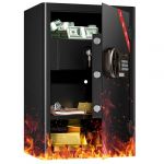 KABISAFE Grand Coffre Fort Ignifuge de 70L avec Tiroir anti Feu, Coffre-fort de sécurité avec étagère amovible et serrure à clé numérique pour maison, hôtel, bureau, documents et bijoux (KABISAFE FR, neuf)