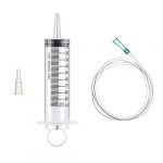 KOMUNJ Grande seringue en plastique avec 1 tuyau pour huile moteur liquide alimentation animaux expériences utilisation industrielle 100 ml (Voarge EU, neuf)