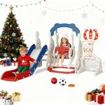 Toboggan pour Enfants, Toboggan indépendant pour Tout-Petits avec Panier de Basket, équipement de Jeux, toboggans extérieurs pour Enfants (Bleu, Rouge-6 en 1) (BEE BALL LIMITED, neuf)