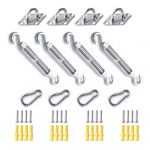 Kit de Fixation pour Voile d'Ombrage M6, Acier Inoxydable 304 Antirouille, Ensemble de 12 Pièces avec 16 Vis pour Voiles Carrées et Triangulaires (OIZEN-EU, neuf)