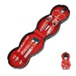 Ipetboom Kit De Manucure Et P&eacute;dicure 6 Pi&egrave;ces Acier Inoxydable Motif Poup&eacute;e Japonaise Pour Hommes Et Femmes Usage Voyage Soins Des Ongles Multifonction Rouge (hikarish, neuf)