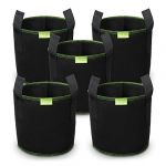 SIMBOOM Sacs à Plantes, Lot de 5 Sac de Culture en Non Tissé Pot de Fleur Sac de Jardin avec Poignée Sangles Aération Tissu Pots, Noir - 10 Gallons (40 L) (LiWo, neuf)