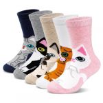 PUTUO Chaussettes Fille Enfant en Coton: Socquettes Filles Chaussette Chat Courte Fantaisie Animaux pour Enfant Taille 23-26 Chat 5 paires (PUTUO, neuf)
