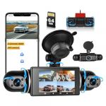 Hikity Dashcam Voiture 3" 1080P 5 Canaux Carte TF 64G Contr&ocirc;le Via l'application WiFi &Eacute;cran IPS Vision Nocturne Grand Angle Surveillance 24 Heures Enregistrement en Boucle, Correction de l'Exposition (Hikity Electronic, neuf)
