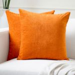 Encasa XO Housse de Coussin en Chenille Lot de 2 | Orange - (16"x16") (40x40 cm) | Housses de Coussin Carrées Décoratives pour Canapé, Décoration Maison, Sofa (Encasa Home, neuf)