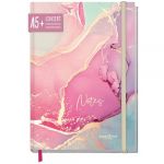 paper&you&reg; Carnet de notes A5+ lign&eacute; avec bande &eacute;lastique "rose soie" 156 pages, 78 feuilles - comme Journal - durable & respectueux au climat (H&auml;fft, neuf)