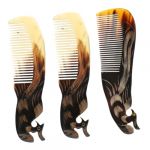 Veemoon Lot de 3 Peignes en Corne de Bœuf Naturelle Outil de Massage du Cuir Antistatique Confortable pour Toutes Types de Cheveux Massage Relaxant Peigne Grattant pour Cheveux (hagan panting, neuf)