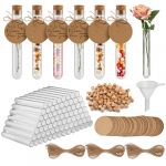 OFFCUP Lot de 100 Tubes &agrave; Essai, Tube &agrave; Essai avec Bouchon en Li&egrave;ge, Eprouvette Plastique Transparent avec 100&Eacute;tiquettes 1 Entonnoirs 30mCorde de Chanvre pour Plante Bonbons Epice Echantillon 16*100mm (BEST-SELLER5, neuf)