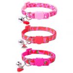 CWPFVQA Pack De 3 Colliers pour Animaux De Compagnie Aux Fruits, Collier pour Chaton, Collier pour Chat Rose, Collier pour Chaton avec Cloche, Cloche De Chat Bruyante sur Le Collier (BITTERWEN LTD, neuf)