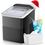 FOHERE Machine à Glaçons, 14Kg en 24h,9 Glaçons en 5 Minutes, 2 Tailles de Glaçons, Machine à Glaçon Portable de Comptoir, Autonettoyante à Glacons, Silencieuse, pour la Maison/Cuisine/Camping (FOcusDirect, neuf)