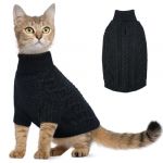 Hjumarayan Pull pour Chat, Vetement Chat Pull pour Chien Petite Taille Simple El&eacute;gant Pull-Overs &agrave; Col Montant pour Chiens Hiver Sweat Chau avec Manches (Noir S) (Hjumarayan, neuf)