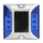 Tiiyee Lumières au Sol, énergie Solaire à LED Marqueur du Sol Road Reflector étanche à l'extérieur de l'allée Road Highway Spike Automatique Lampe Avertissement de la Lampe Longue Vision(Bleu) (Tinnije, neuf)