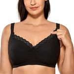 Gratlin Femme Soutien-Gorge d'allaitement en Coton Grande Taille sans Armature Noir 90C (Jimu Fashion, neuf)