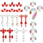 Angoily Lot de 7 Autocollants Bijoux de Visage Indiens en Pierres Pr&eacute;cieuses Multicolores pour Maquillage de Mari&eacute;e D&eacute;coration Frontale Festive Accessoires Visage pour F&ecirc;te et Carnaval (Ceoning, neuf)